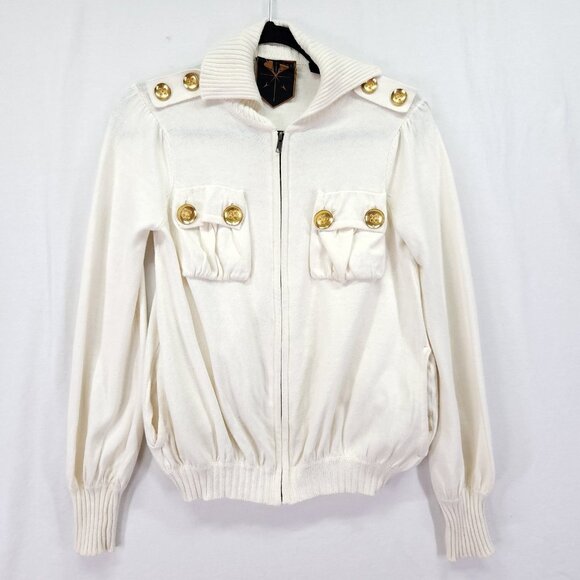 Jamison Cardigan Sweater Size XS Full Zip Gold Button Details Pockets Ivory - Picture 1 of 13